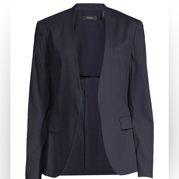 Theory Collarless Staple Jacket in Linen - Picture 3 of 6